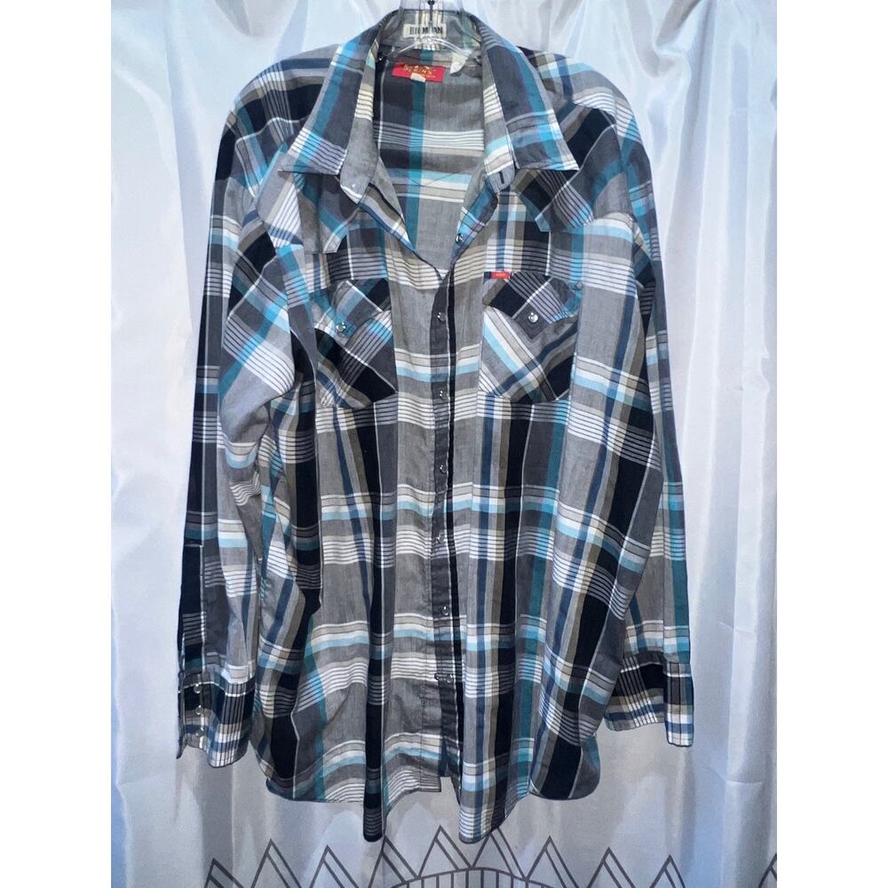 Vintage Mens Long Sleeve Pearl Snap Ely Plains Stripped Button Up Shirt